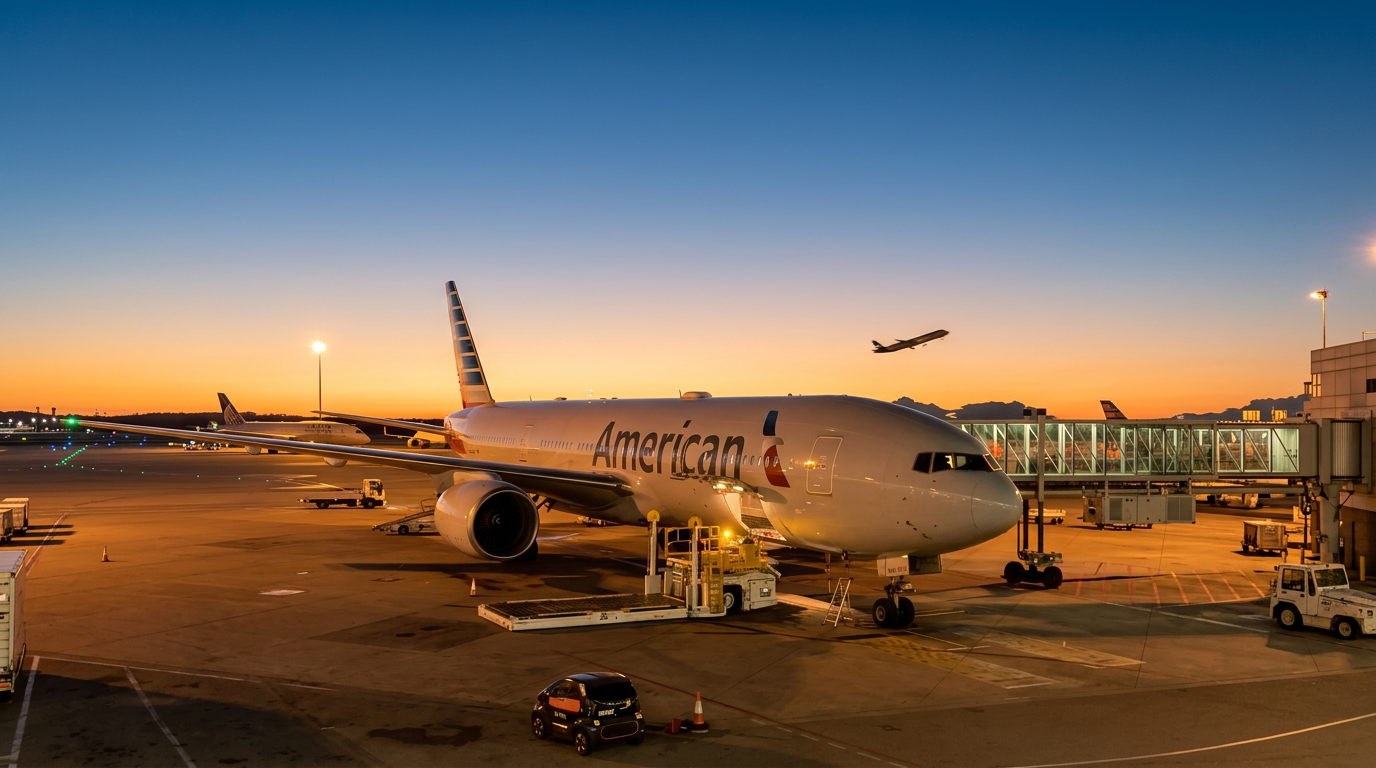 Aviation professional looking out over the apron at dawn
